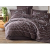 6 Pieces Moyo / V1 Satin Double Duvet Cover Set 200 x 220 cm - Brown