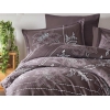 6 Pieces Moyo / V1 Satin Double Duvet Cover Set 200 x 220 cm - Brown