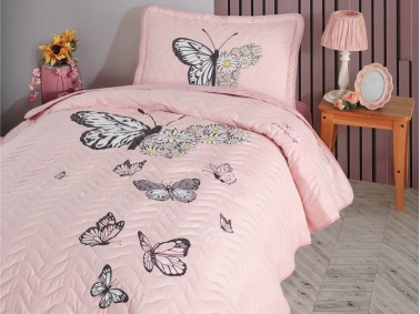 2 Pieces Daisy Love V2 Single Bedspread Set 180 x 240 cm - Salmon