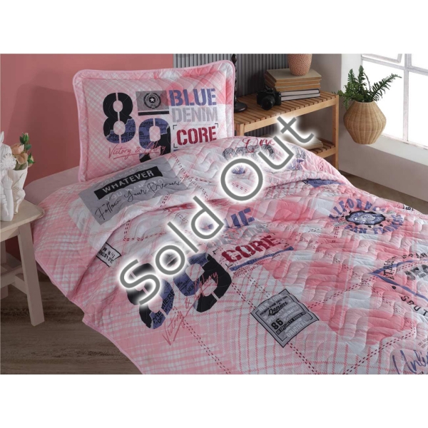 2 Pieces Denim V1 Single Bedspread Set 180 x 240 cm - Pink