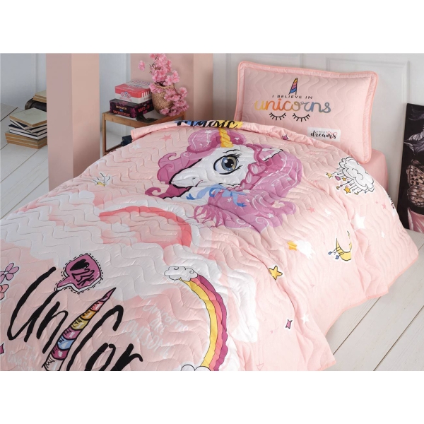 2 Pieces Pink Dreams V1 Single Bedspread Set 180 x 240 cm - Powder