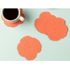4 Pieces Blossom Artificial Leather Coaster Set 10 Cm - Light Pink