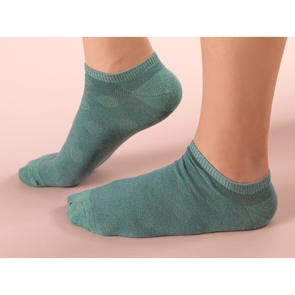 Cool Dot Cotton Women's Short Ankle Socks 36 - 40 - Green