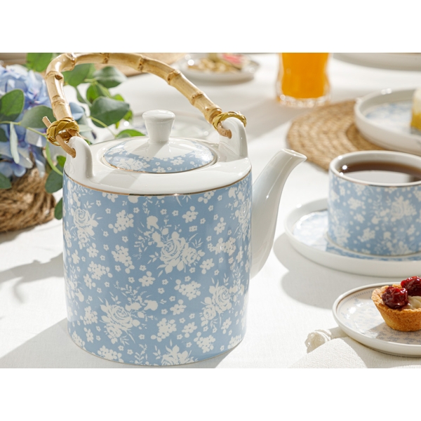 Bloom New Bone Teapot 1 L - White / Blue