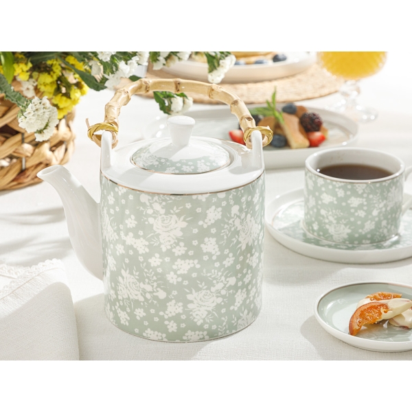 Bloom New Bone Teapot 1 L - White / Green