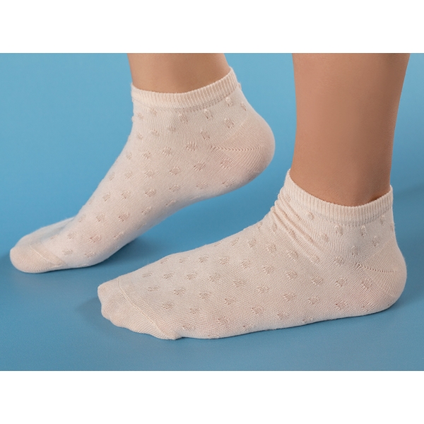 Soft Cotton Women's Short Cuffed Socks 36 - 40 - Ecru