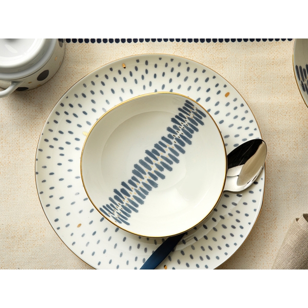 6 Pieces Coastal Stripe Porcelain Bowl 15 Cm - Blue / White