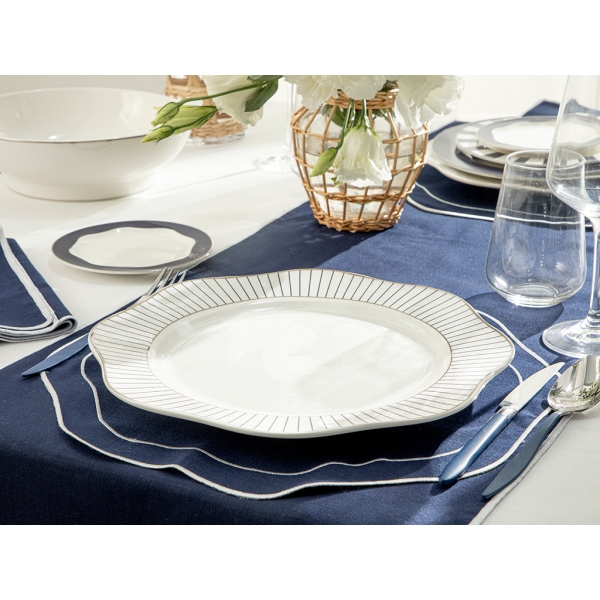 6 Pieces Grace New Bone Serving Plate 31 Cm - Navy Blue