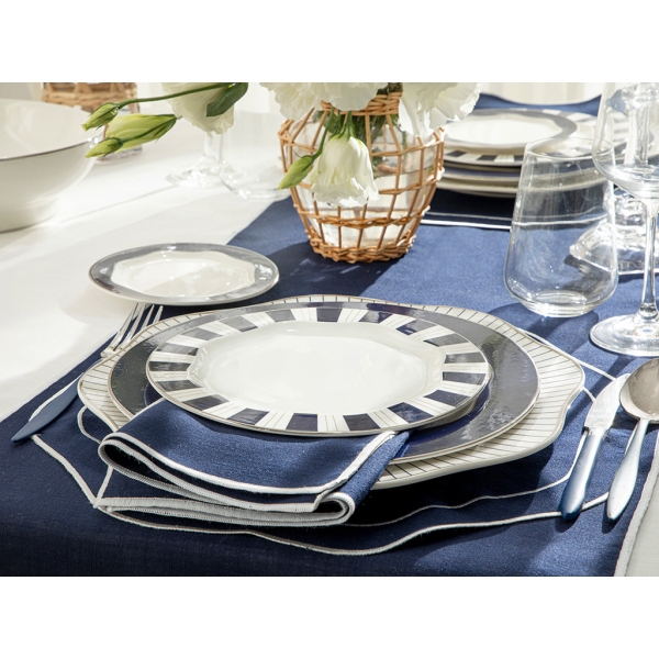 6 Pieces Grace New Bone Dessert Plate 20 Cm - Navy Blue