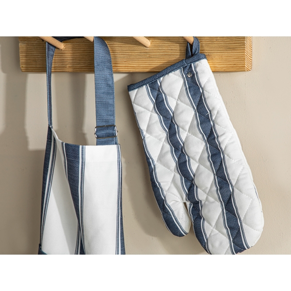 Blue Lines Polyester Oven Glove 17 x 30 Cm - Navy Blue