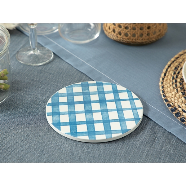 Art Pop Plaid Ceramic Trivet 16 Cm - Blue