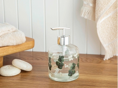 Green Leaf Bathroom Liquid Soap Dispenser 8 x 14 Cm - Multicolor