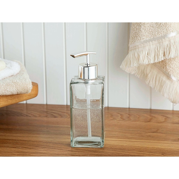 Archie Glass Bathroom Liquid Soap Dispenser 5.7 x 5.7 x 17 Cm - Transparent