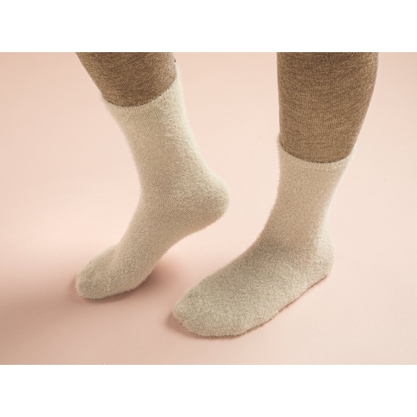Fluffy Women's Long Cuffed Socks 36 - 40 - Beige