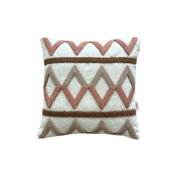 Daytona Tassel Decorative Cushion With Filling 43 x 43 cm - Beige / Light Brown / Brown / Dark Pink