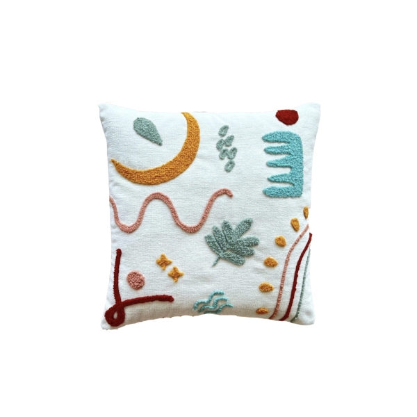 Symbols Punch Decorative Cushion With Filling 43 x 43 cm - Beige / Desert / Dark Pink / Brown / Blue Green