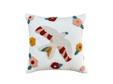 Dove Punch Decorative Cushion With Filling 43 x 43 cm - Light Beige / Desert / Claret Red  / Blue Cyan / Pink