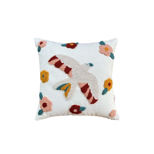 Dove Punch Decorative Cushion With Filling 43 x 43 cm - Light Beige / Desert / Claret Red  / Blue Cyan / Pink