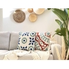 Tulum Punch Decorative Cushion With Filling 43 x 43 cm - Light Beige / Blue Green / Red
