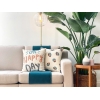 Leo Punch Decorative Cushion With Filling 43 x 43 cm - Light Beige / Pink / Blue Green / Dark Grey