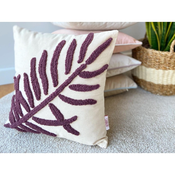 Morado Punch Decorative Cushion With Filling 43 x 43 cm - Light Beige / Plum