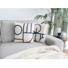 Lapis Gerra Punch Decorative Cushion With Filling 43 x 43 cm - Light Beige / Navy Blue