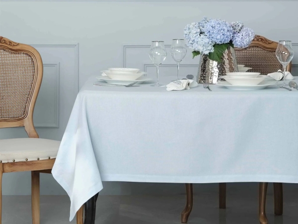 13 Pieces Contour Table Cloth With Napkin Set - Light Blue