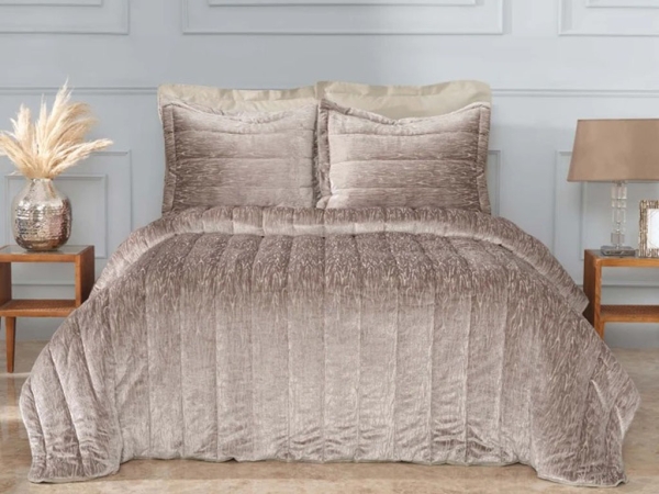 6 Pieces Alba Cinnamon Double Bedspread Comfort Set 230 x 250 cm - Beige