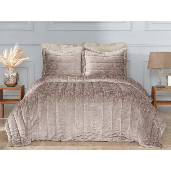 6 Pieces Alba Cinnamon Double Bedspread Comfort Set 230 x 250 cm - Beige