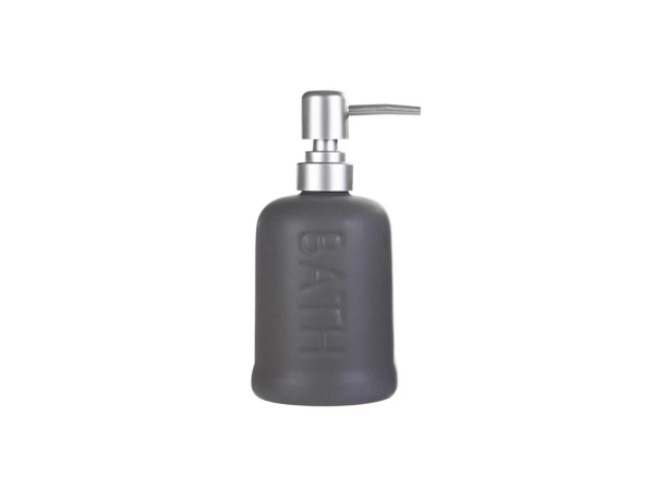 Poplin Ceramic Liquid Soap Dispenser 8 x 8 x 17 cm - Dark Grey