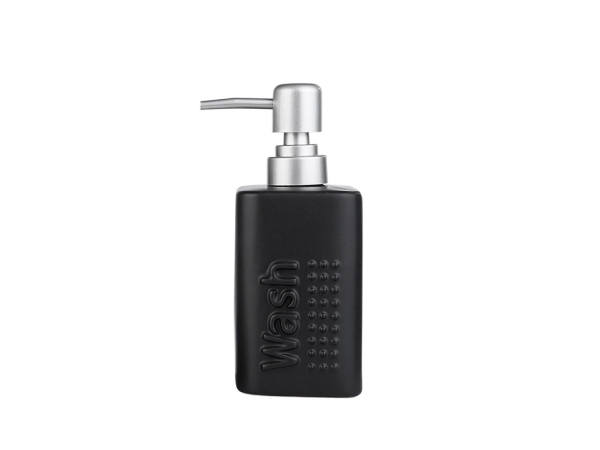 Roza Ceramic Liquid Soap Dispenser 7 x 7 x 17.5 cm - Black