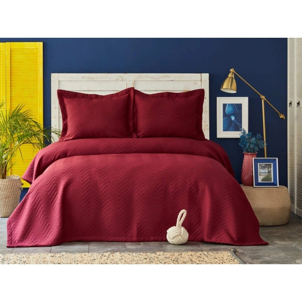 3 Pieces Flashy Double Bedspread Set 240 x 250 cm - Red