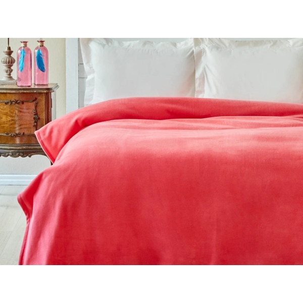 Puffy Double Fleece Blanket 200 x 220 cm - Coral