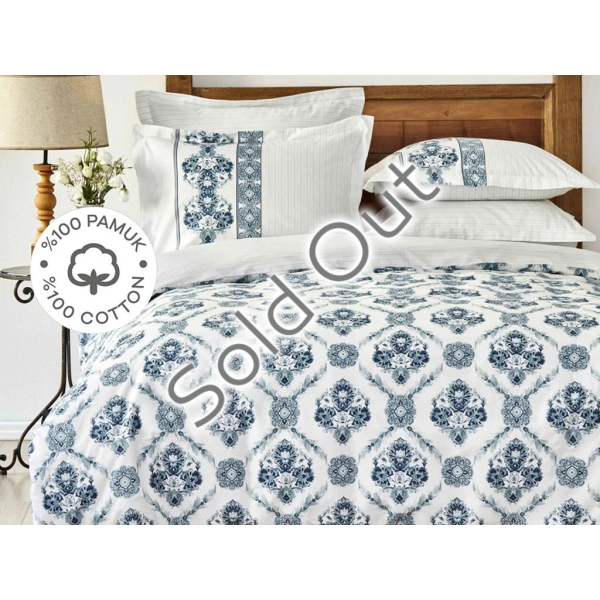 4 Pieces Vivane Double Duvet Cover Set 200 x 220 cm - Blue 