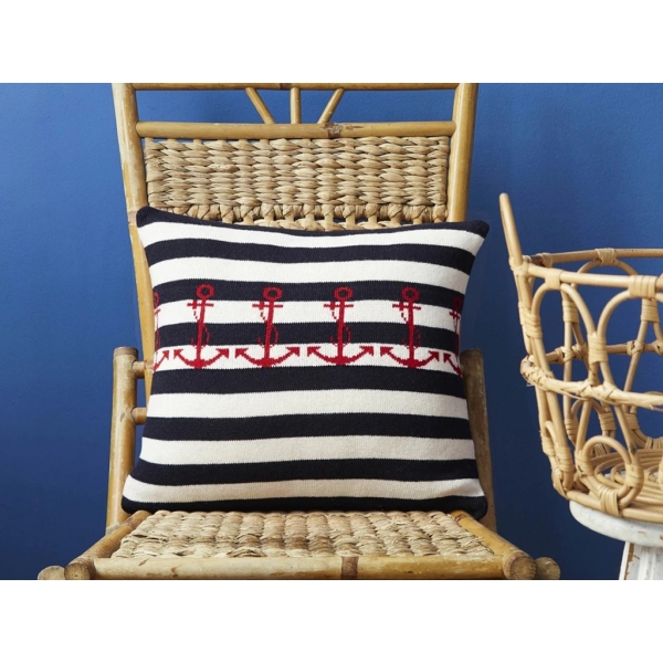 Anchor Knitwear Decorative Cushion 45 x 45 cm - Black / White