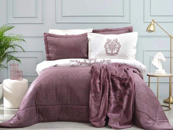 10 Pieces Benjamin Double Dowry Set 200 x 220 cm - Plum