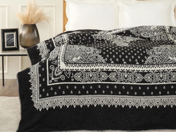 Evelina Single Cotton Blanket 180 x 220 cm - Black