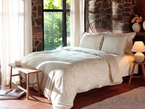 4 Pieces Gordes Satin Double Duvet Cover Set 200 x 220 cm - Beige