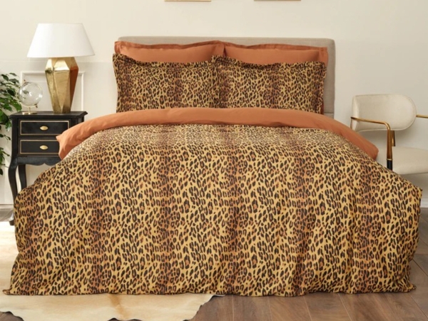 4 Pieces Piero Satin Double Duvet Cover Set 200 x 220 cm - Coffee