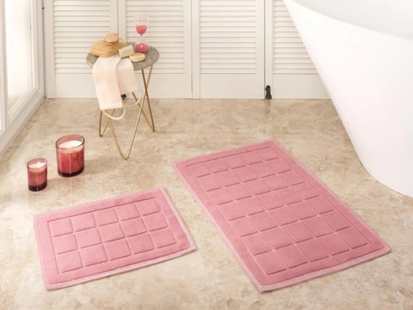 2 Pieces Kelly Quatre Bath Mat Set 50 x 80 + 50 x 40 cm - Plum