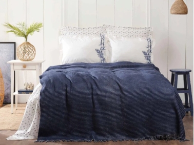 4 Pieces Bamboo Double Blanket Set 180 x 220 cm - Blue