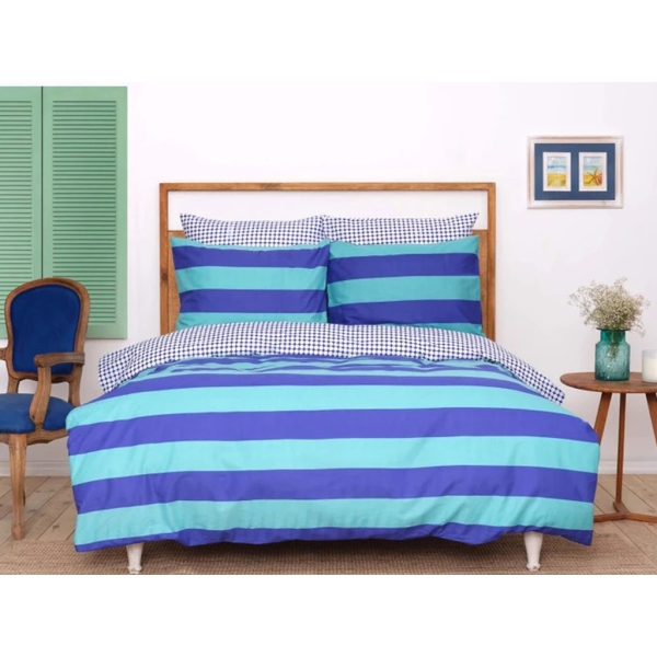 3 Pieces Ronie Double Duvet Cover Set 200 x 220 cm - Blue / Mint