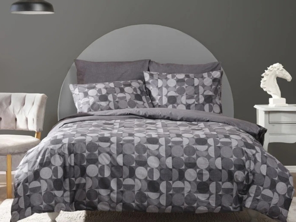 2 Pieces Eclipse Single Duvet Cover Set 160 x 220 cm - Black / Grey