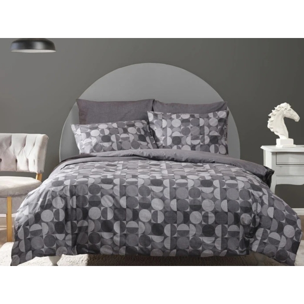 2 Pieces Eclipse Single Duvet Cover Set 160 x 220 cm - Black / Grey