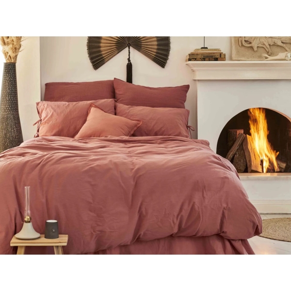 3 Pieces Elements Single Duvet Cover Set 160 x 220 cm - Terracotta