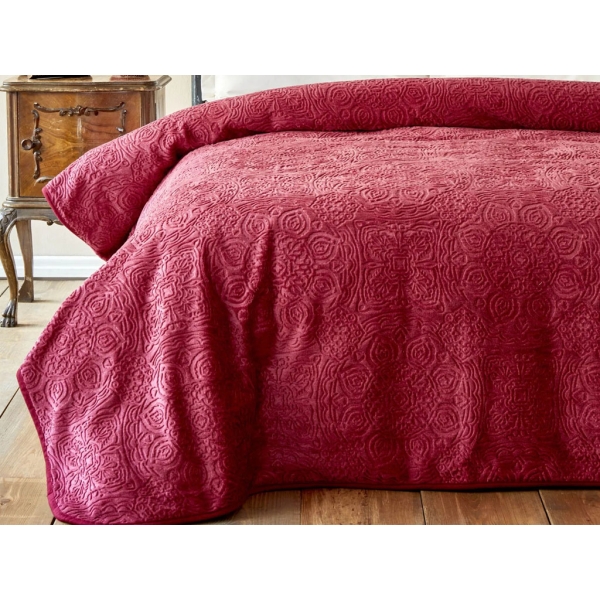 Scala Single Embosy Blanket 160 x 220 cm - Claret Red
