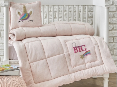 Unicorn Cotton Comfort Baby Quilt 100 x 150 cm - Powder