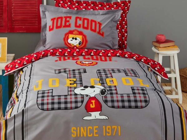 3 Pieces Snoopy Beach Life Single Duvet Cover Set 160 x 220 cm - Grey