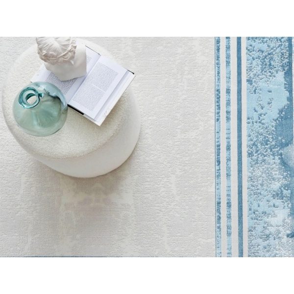 Nova Chara Cashmere Carpet 80 x 150 cm - White / Blue