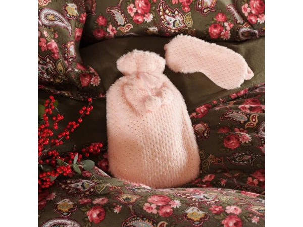2 Pieces Dream Hot Water Bag and Sleeping Glasses Set 33 x 19 cm ( 2 L ) - Pink